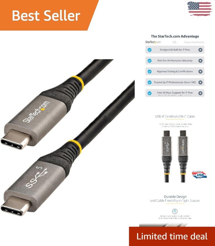 High-Performance 6.6ft USB-C Cable 100W, 4K Video, & Thunderbolt Compatibility