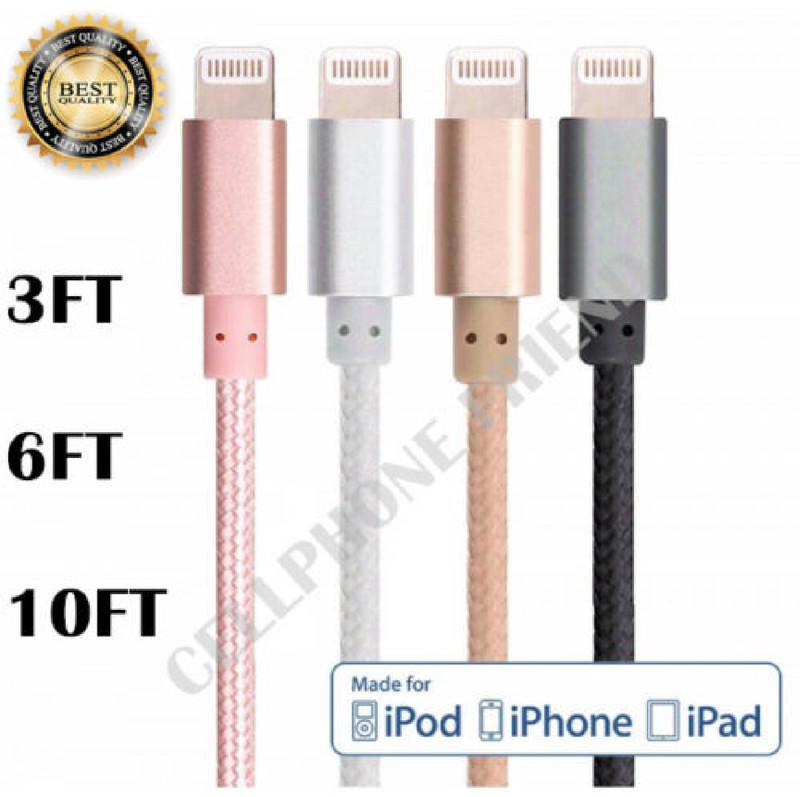 USB Cable Nylon Braided Charger Cord For Phone 14,13,12,11,X,8,7,6,5 Lot