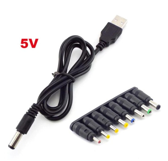 USB Power Boost Cable 5V to DC9V Boost Conversion Cable with 8DC Heads Adapter