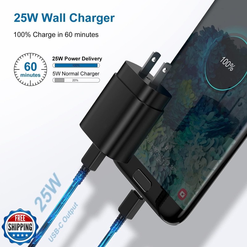Type C Charger, 2Pack 25W PD USBC Wall Charger Super Fast Charging Block and gallery