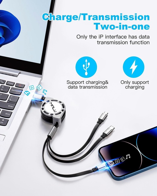 Universal 3A Multi Charger Cable: fast/USB-C/Micro USB (4ft, 2-Pack) gallery