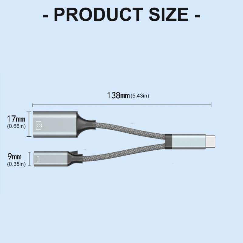 Durability Braide USB C Adapter Double Charging &Audios Port Braide OTG Connecto gallery