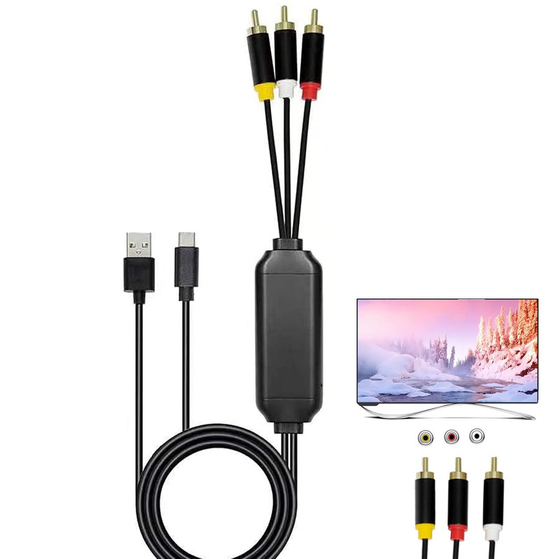 USB C to RCA Cable Adapter, 6Ft Type-C to RCA Cable with USB A(Charging),Usb C M