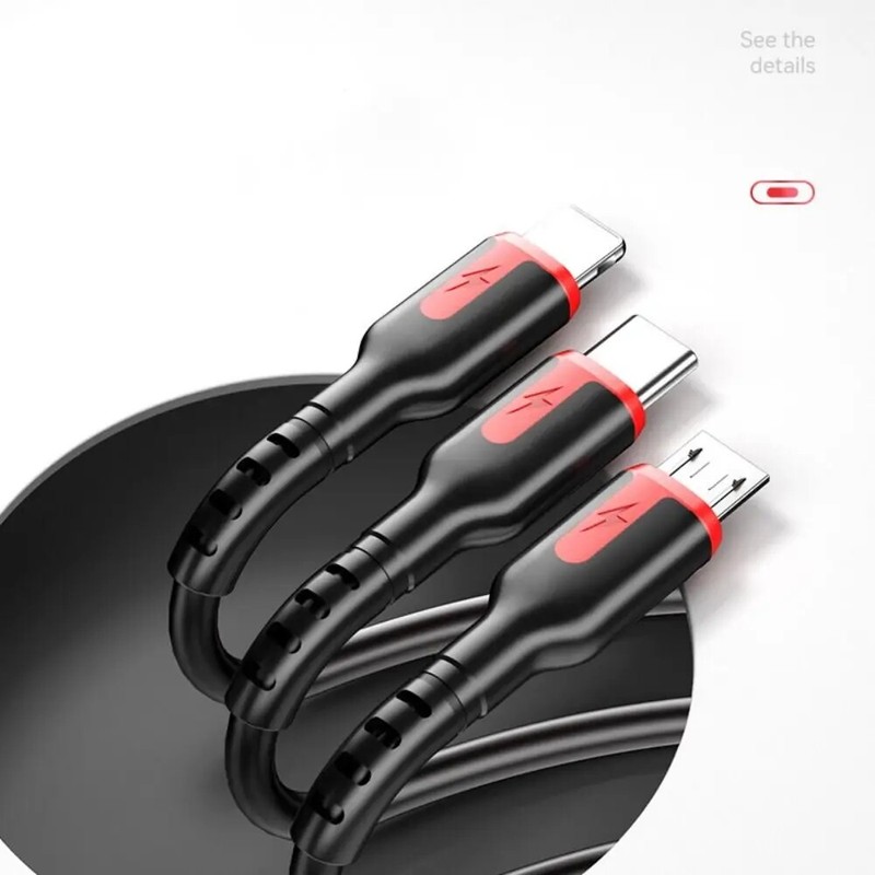 66W 6A 3 in 1 Fast Charge Type C Cable Micro USB Cable For Motorola Moto G Play gallery