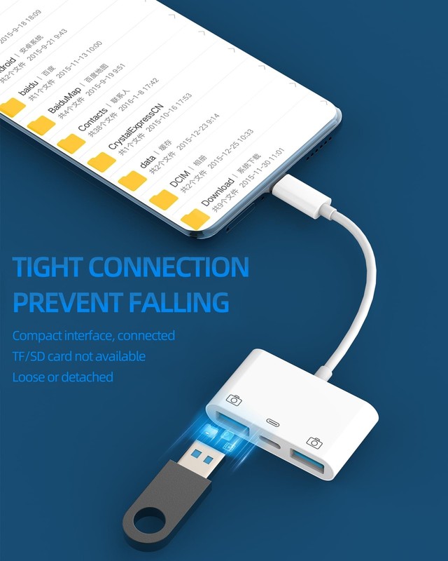 USB-C to Dual USB A Adapter(3in1) Type-C Charge Cable C+2USB 1Pack gallery