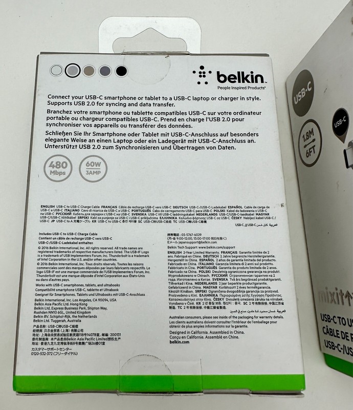 x2 Belkin Mixit USB-C To USB-C Charging Cable Black Gray 6ft For Tablet / Phone gallery