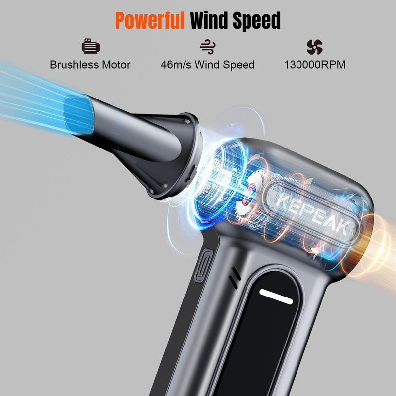 KEPEAK Electric Compressed Air Duster, 130000RPM Cordless Rechargeable Air Du... gallery