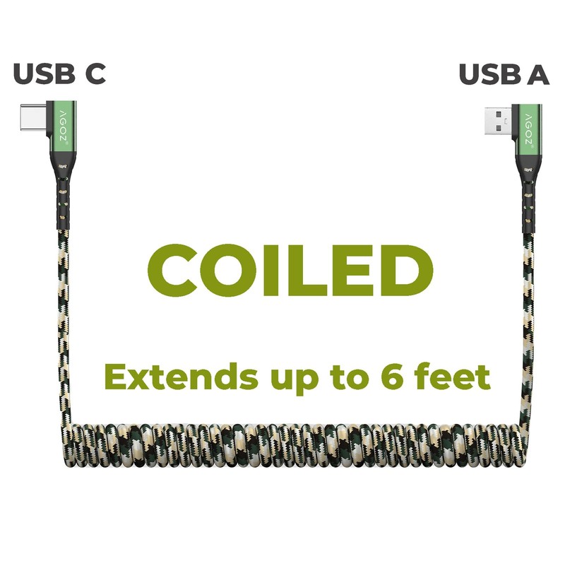 [3-Pack, Coiled] Agoz USB C CAMO Braiding Cable Fast Charger 10 feet, Camo gallery
