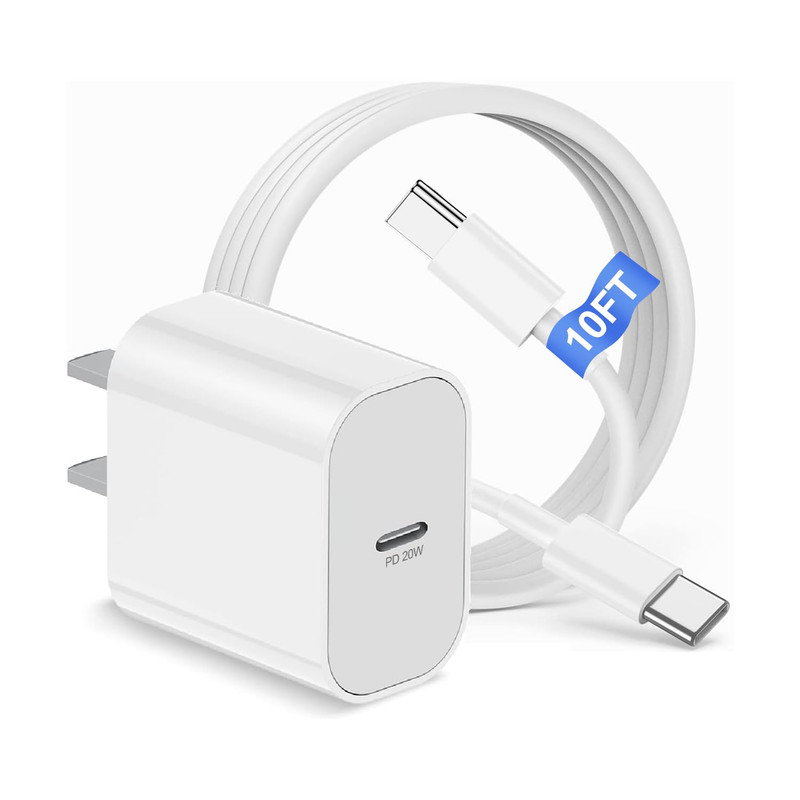 Iphone 17 16 15 Charger Block and 10Ft Type C to C Cable Cord Long, 20W USB C Fa