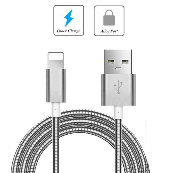 For iPhone XS XR 11 12 13 Pro Max – METAL USB CABLE FAST CHARGER POWER CORD WIRE