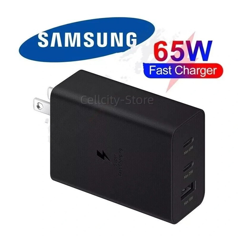 Samsung Black 65W Trio Adapter Fast Charging USB Type C Charge gallery