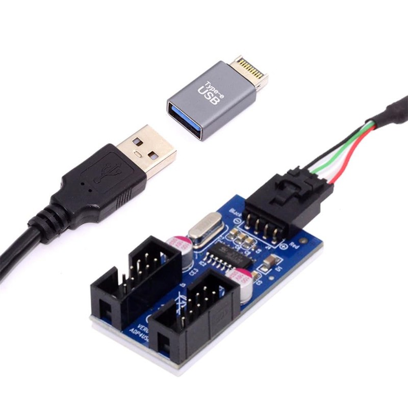 USB 3.1 Front Panel Header TypeE To USB 2.0 Male A Motherboard 9pin HUB