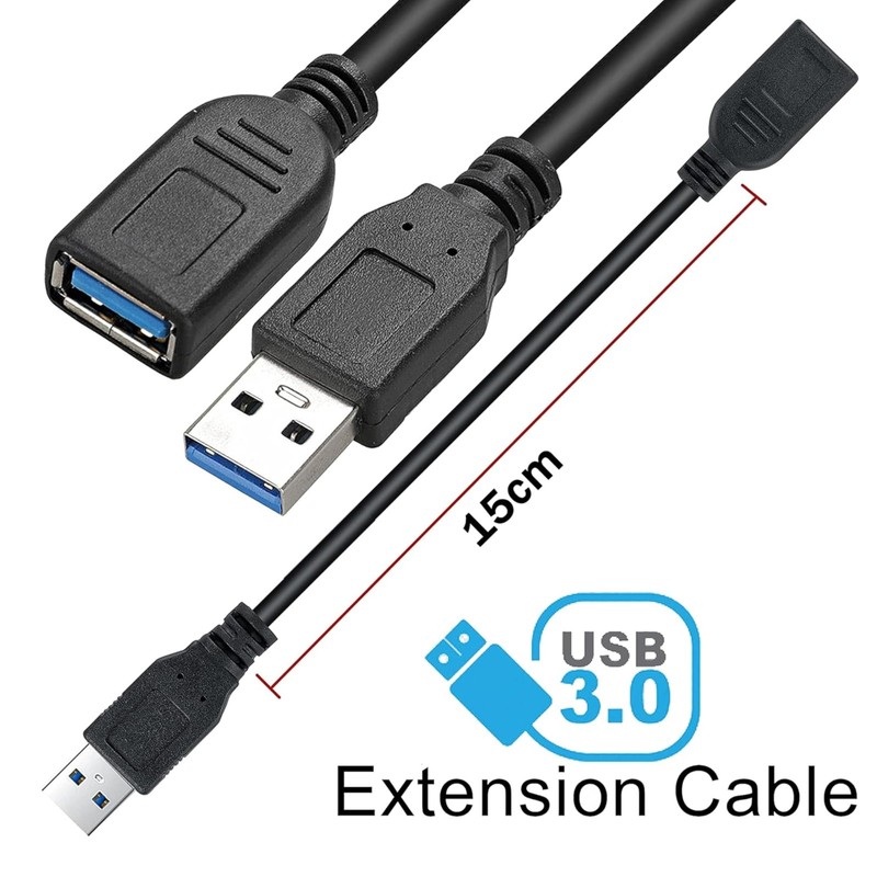 2 Pack 15cm Short USB 3.0 Male A to Female A Extension Cable 5GBps for Laptop... gallery