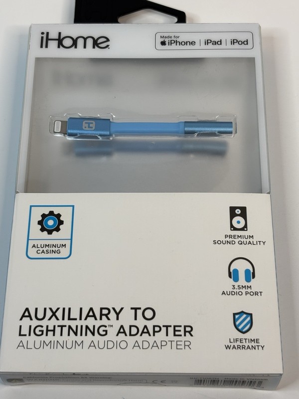 iHome Auxiliary Aluminum Audio Adapter For iPhone iPad iPod Brand New gallery