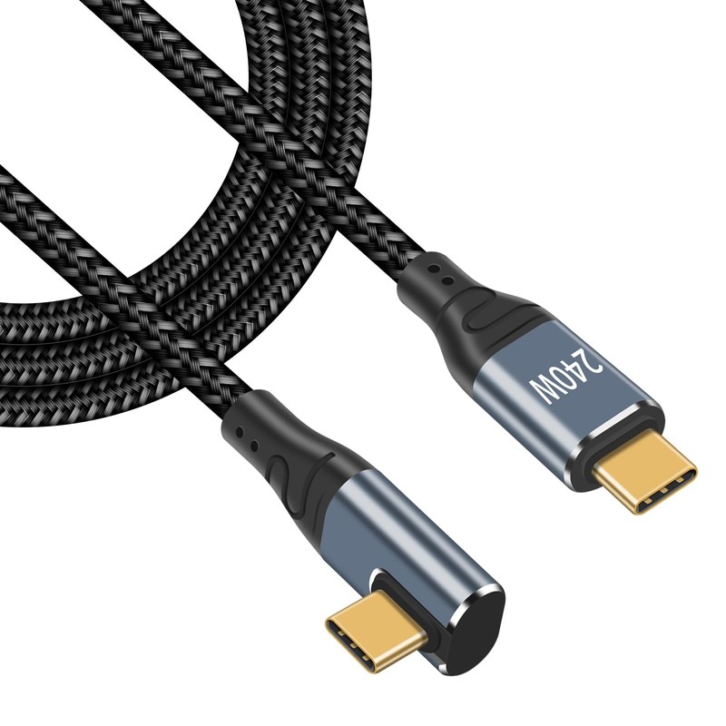 Right Angle 90 Degree USB C To C 240W Fast Charging Male To Male Cable 6.6ft