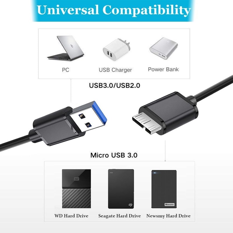 Micro USB 3.0 Cable High Speed Data SYNC For HDD External Hard Drive Lot gallery