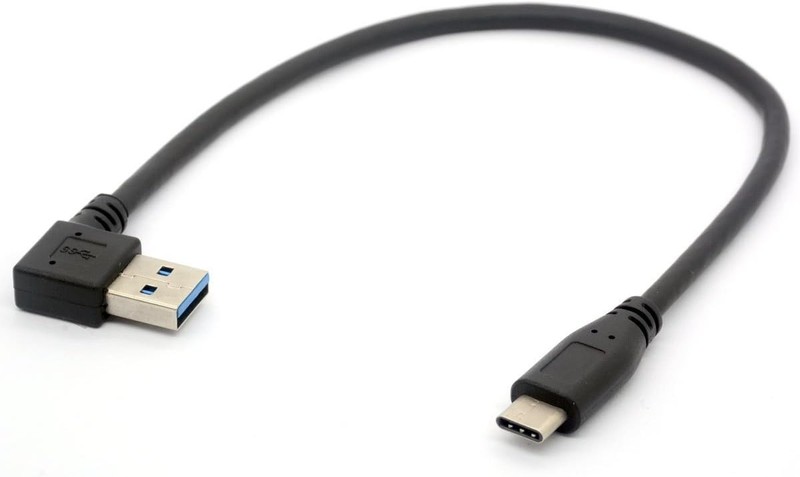30cm USB C to USB 3.0 Right Angle Cable, Fast Sync & Charge, Black gallery