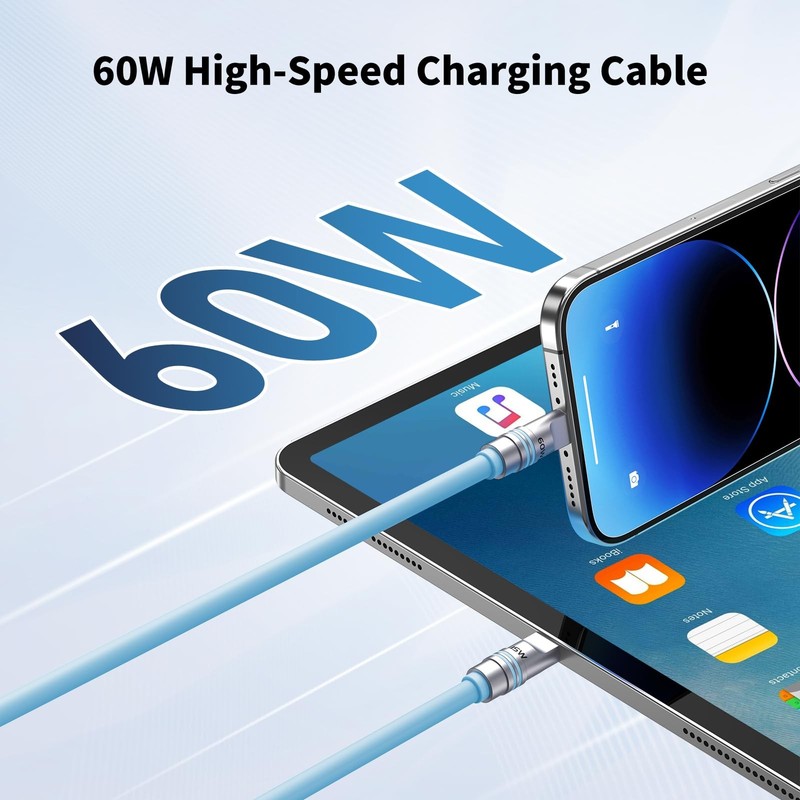 TypeC To TypeC 60W Fast Charging 6.6 Ft Durable Soft Silicone USB C Cable gallery