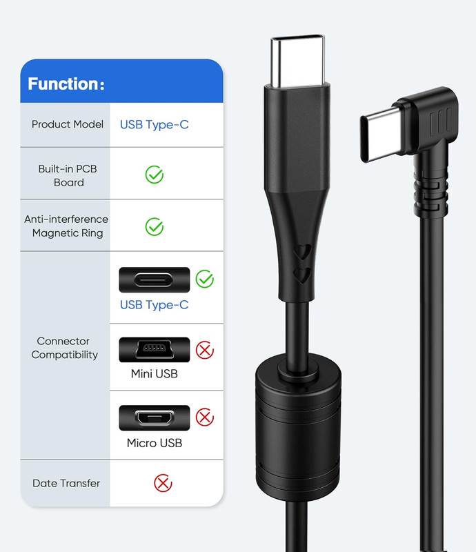 Dash Cam Power Cord, USB C to USB C Dashcam Charger Cable,Thicker Shielded gallery