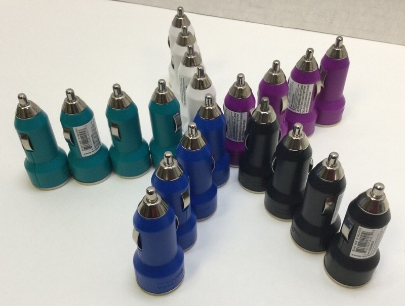 Wireless Gear Single Port USB Car Adapter/Charger, 4 Pack, Pick a Color,