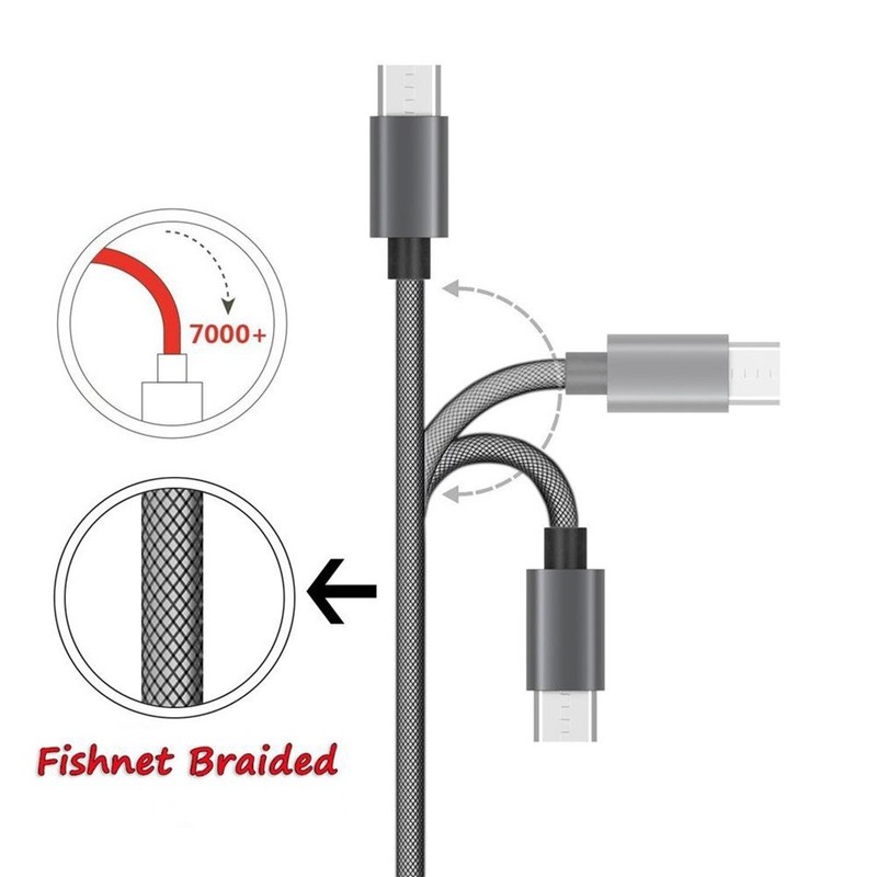2x USB Power Charger Cable Data Cord 25cm Braided For Samsung Galaxy Tab S A 4 3 gallery