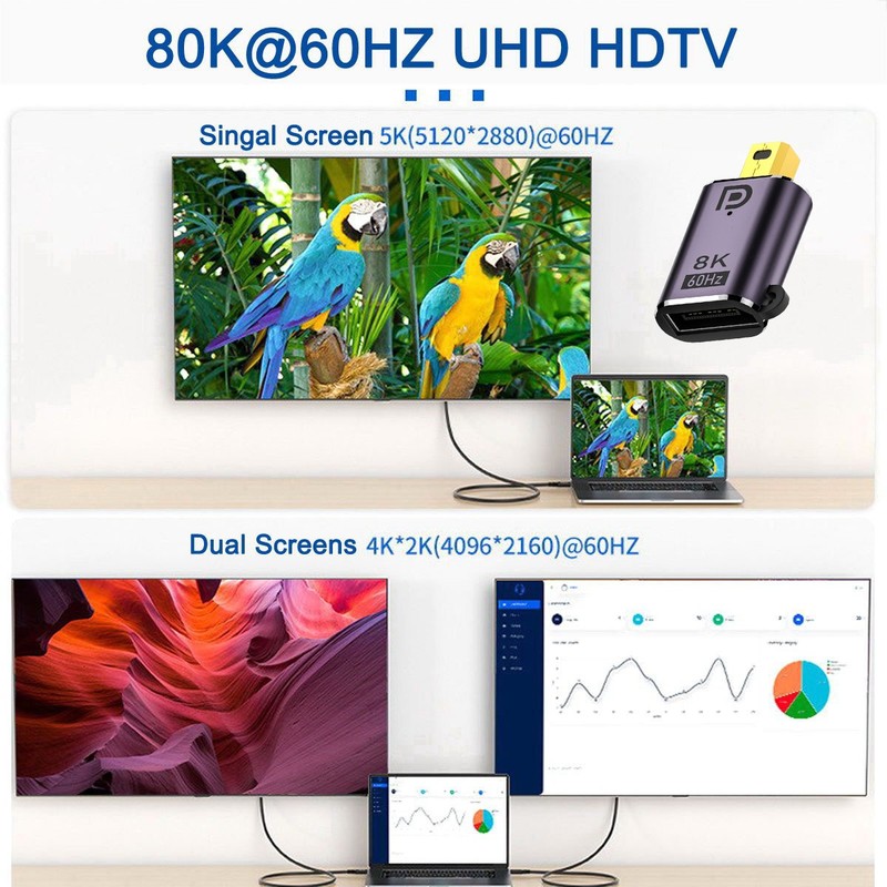 Chenyang Male to DP Female 8K 60hz Adapter Ultra-HD UHD 4K 144hz 7680*4320 gallery