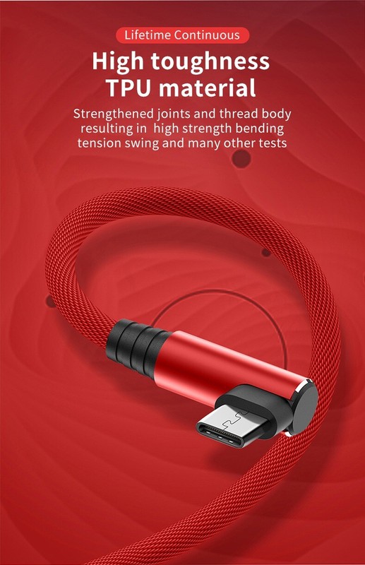 3A USB Micro Charging Cable Fast Quick Charging Data Cord 90 Degree Elbow 25cm gallery
