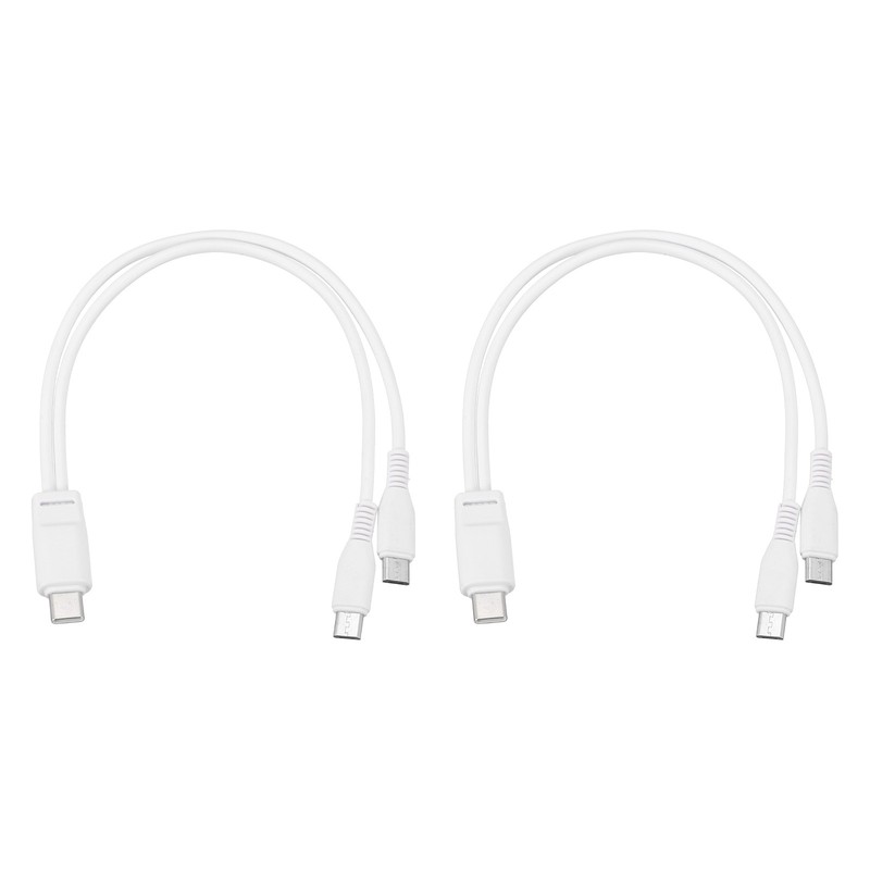 2Pcs Multi USB Type C Male to 2 Dual Micro USB 2 in 1 Splitter 8”, White