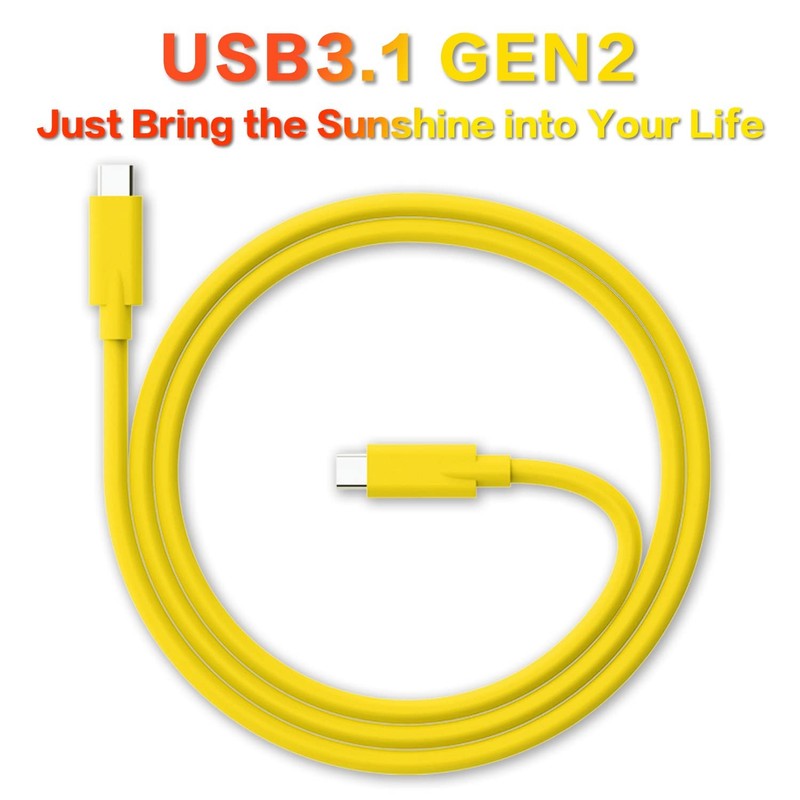 3.3 Ft Yellow USB C to USB C 3.1 Gen 2 Cable 100W PD 10Gbps 5A Fast Charging gallery