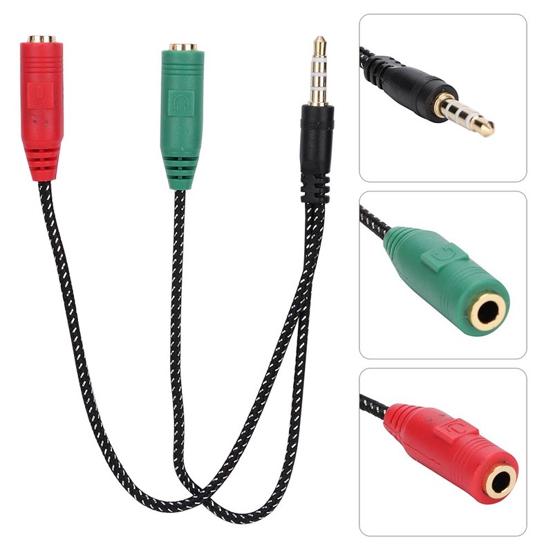 1-in 2 Male To Female 3.5mm Double Earphone Microphone Adapter Headset Couple gallery