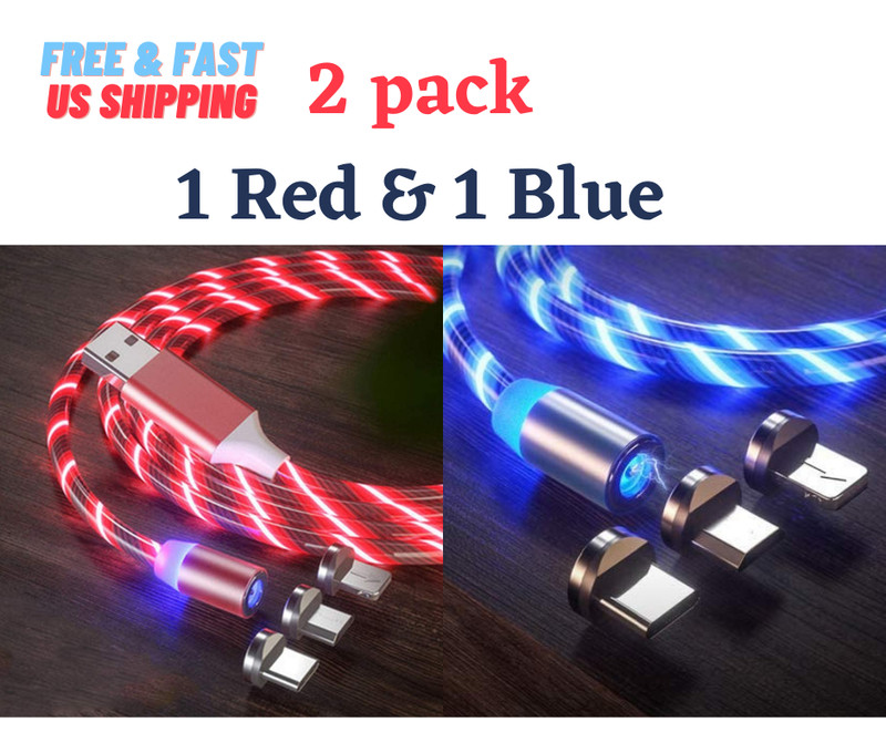3in1 360+180° Magnetic Charger Fast Charging USB Cable for Type-C Micro USB IOS