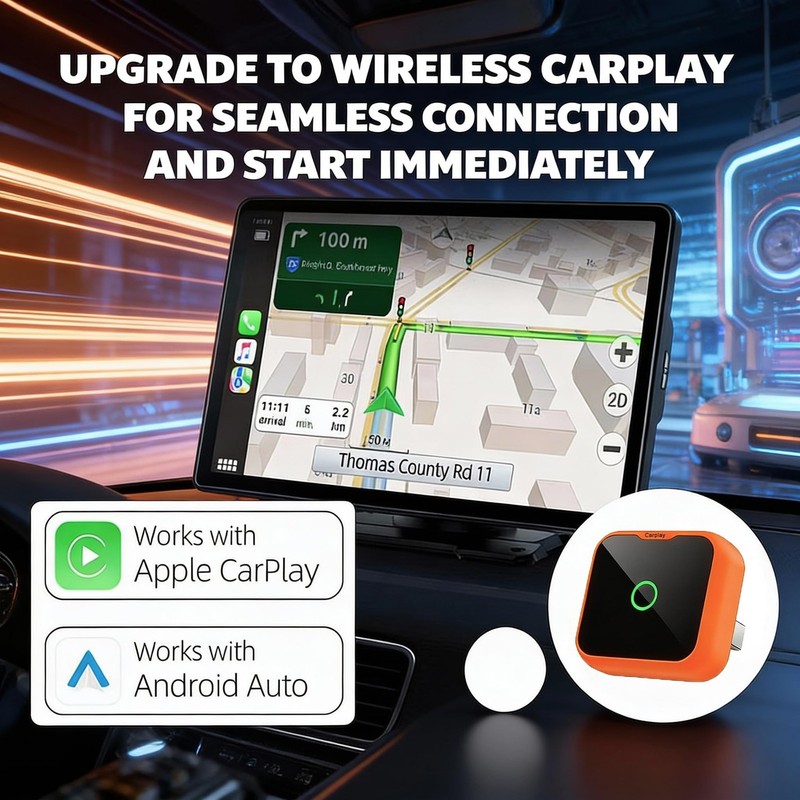 2-in-1 Wireless CarPlay Adapter for iPhone & Android Auto, Mini Wired to Wire... gallery