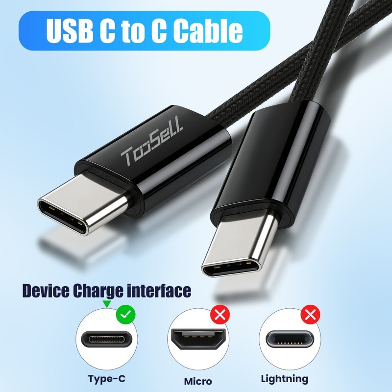 100W USB-C to USB-C Cable Fast Charger PD Nylon Cord For iPhone 16 17 Samsung gallery