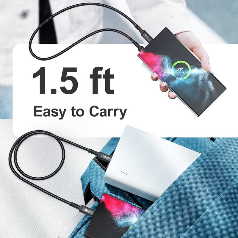 4Pack 1.5ft USB C to USB C Cable, 60W Fast Charging, 5Gbps Data Transfer, Braide gallery