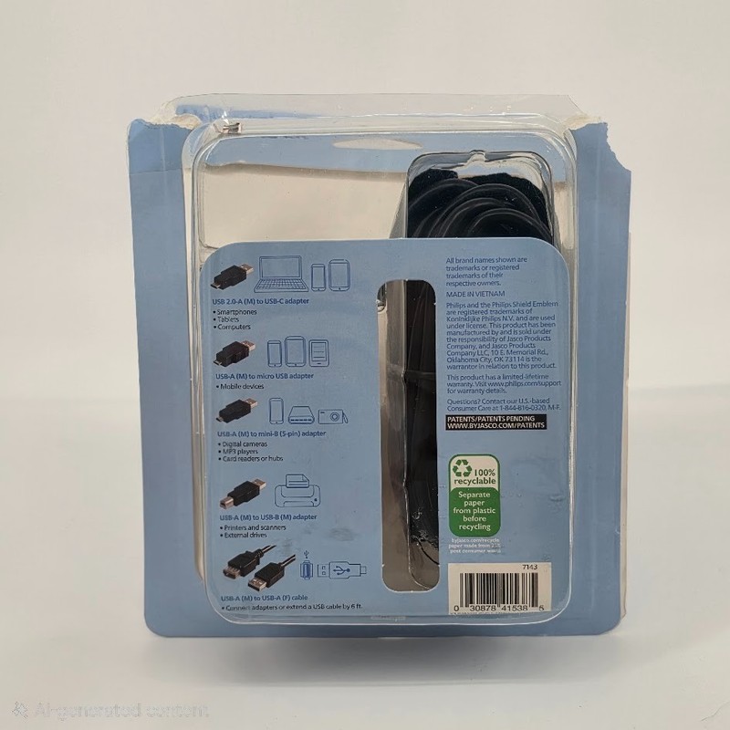 Philips 6' USB 2.0 Universal Kit with USB-C Black For All Brands - Open Box gallery