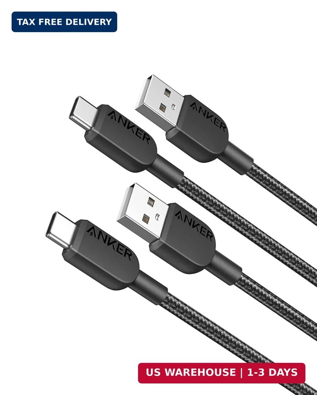 Anker USB A to USB C Cable, Charger Cord (2 Pack, 3FT), for iPhone 17 Series,Sam