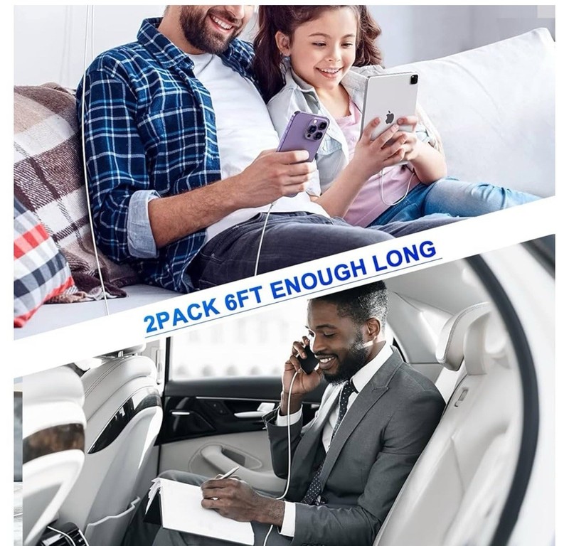 2 Pack Cable Charger 6ft.Fast Charging Cable Power Delivery Type C For iPhone gallery