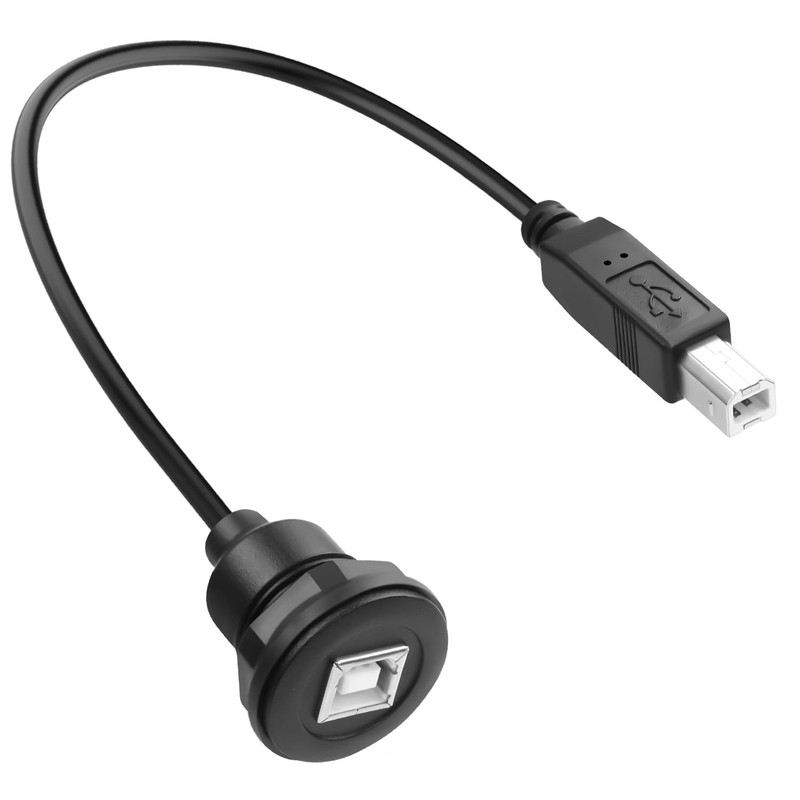 USB B Threaded Mount Printer Cable Type B 2.0 Male to Female 30cm 1 PCS