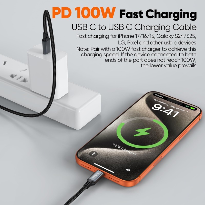 15 ft USB C Cable Fast Charging 100W 2Pack, Extra Long USBC to Type-C Charger... gallery