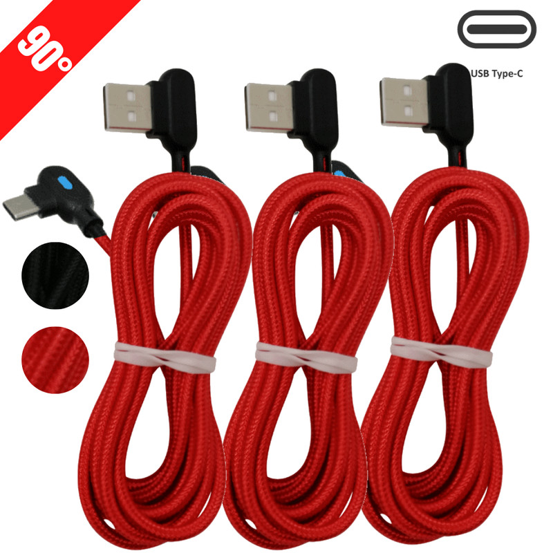 1/2/3X 6FT 90 Degree Angle Type-C Cable USB-C Fast Charger Data Cord For Samsung