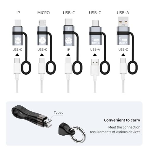 USB A to USB C 3.0 OTG Adapter, USB C to Micro Converter, IP to Type grey-6in1 gallery