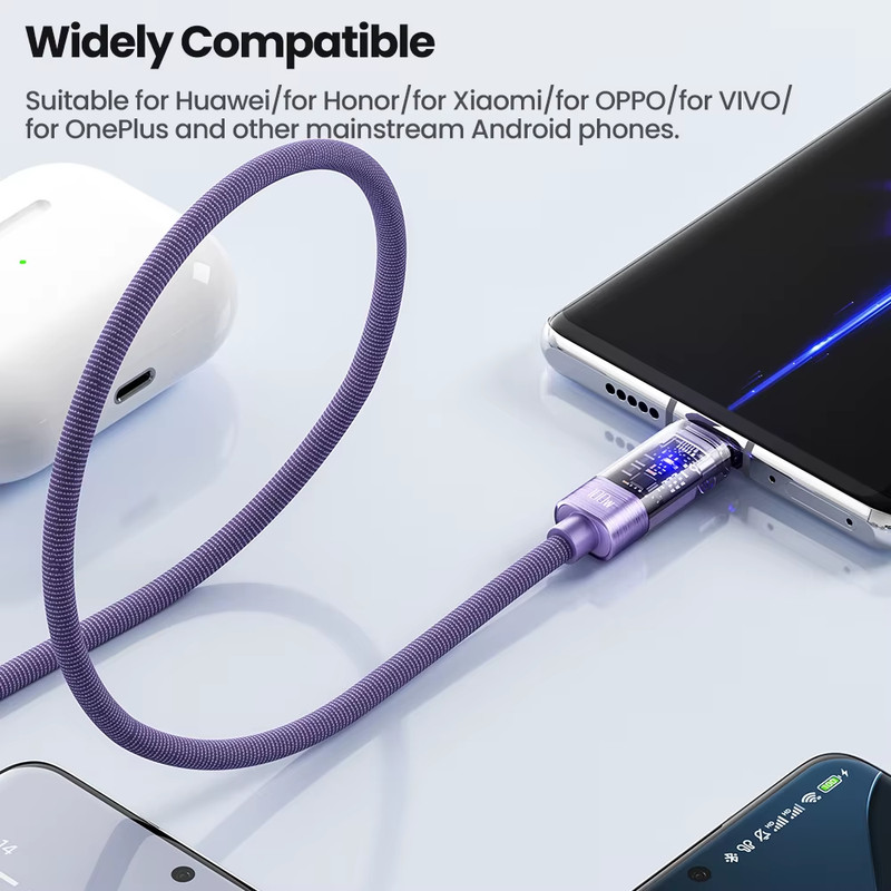 100W USB Type C Cable Auto Power-off QC4.0 6A Fast Charging Type C Cable for iPh gallery