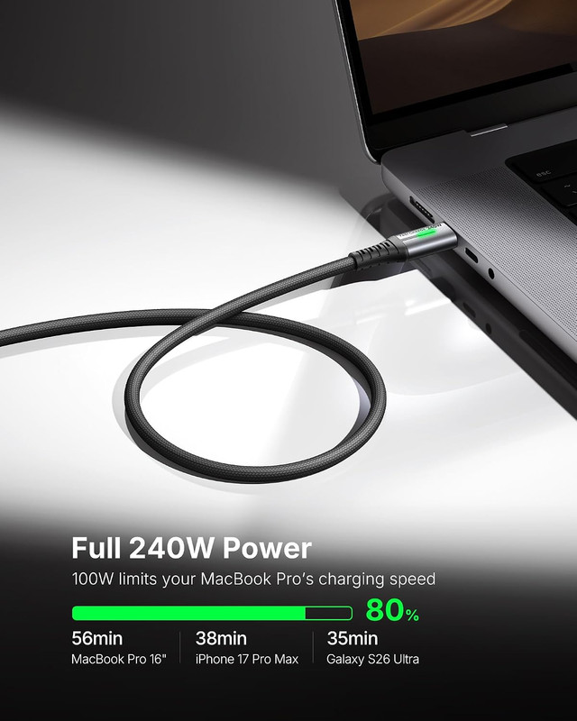 USB C to USB C Cable, 240W Fast Charging Type C Charger Cord, Braided USBC Phone gallery