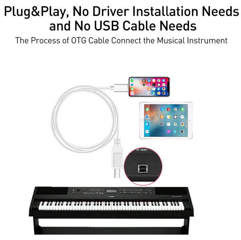 OTG USB Audio Cable For iPhone 13 12 11 X iPad to MIDI Keyboard Electric Piano