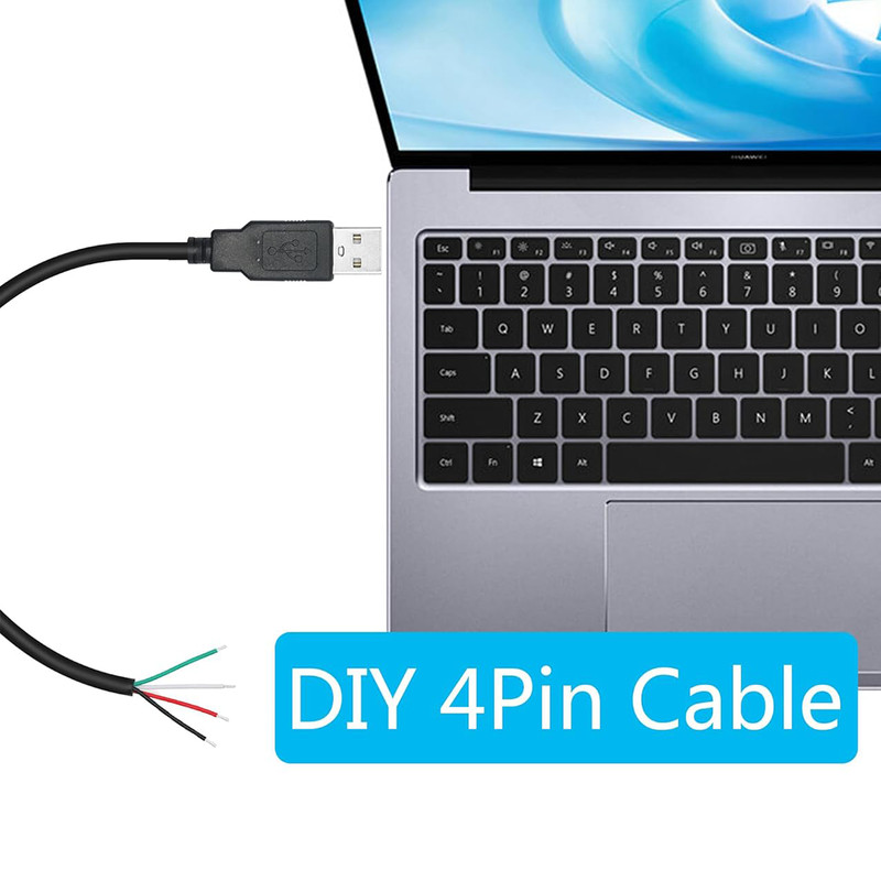 2pcs 50cm USB 2.0 A male 4-Pin 4 wire Power Pigtail Bare Cable DIY 5V/1A gallery