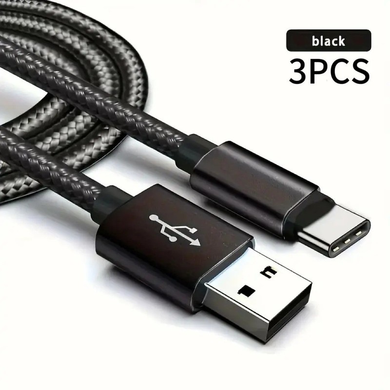 Braided USB to Type-C Fast Charging Data SYNC Charger Cable Cord 1/3/6/10FT Lot gallery