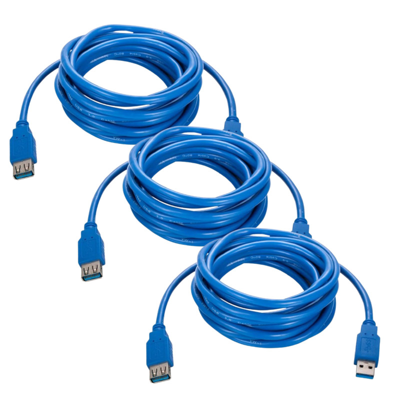 3 x 15FT USB 3.0 Extension Cable Type A Male to Female High Speed Data Transfer