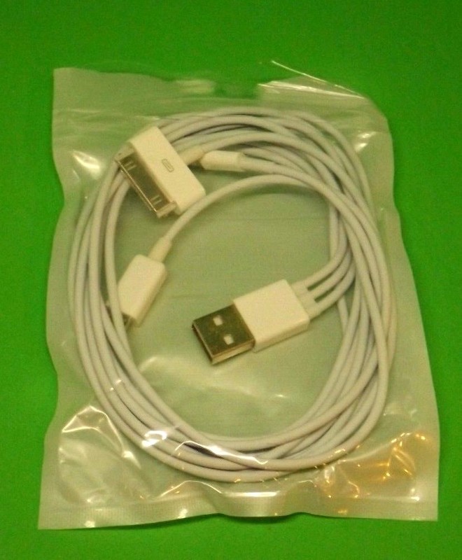 Apple 10 Watt USB Adaptor Model A1357 5.1V 2.1A Flip Plug w/3' Multi-Cable LOT gallery