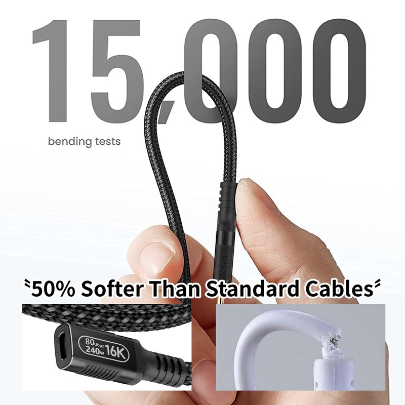 3.3ft 1m USBC Extension Cable Compatible Thunderbolt 5/4/3 80Gbps PD 240W gallery