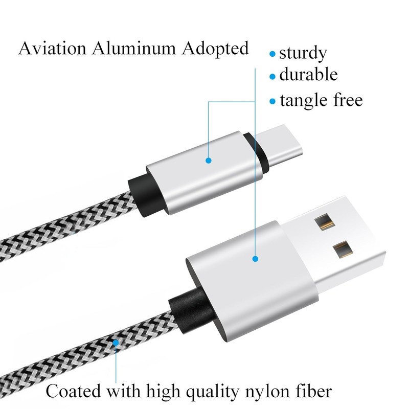 High-Speed 10ft USB-C to USB-A Cable - 3-Pack, Durable Nylon Braided Design gallery